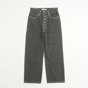 Levis Ribcage Straight Ankle Jeans Size 27 Button Fly Gray Contrast Stitch